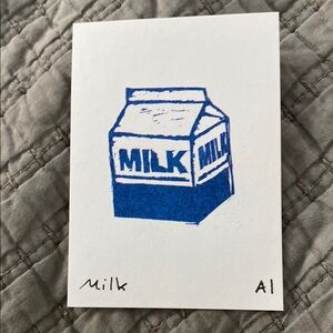 Blue Milk Carton Art Print